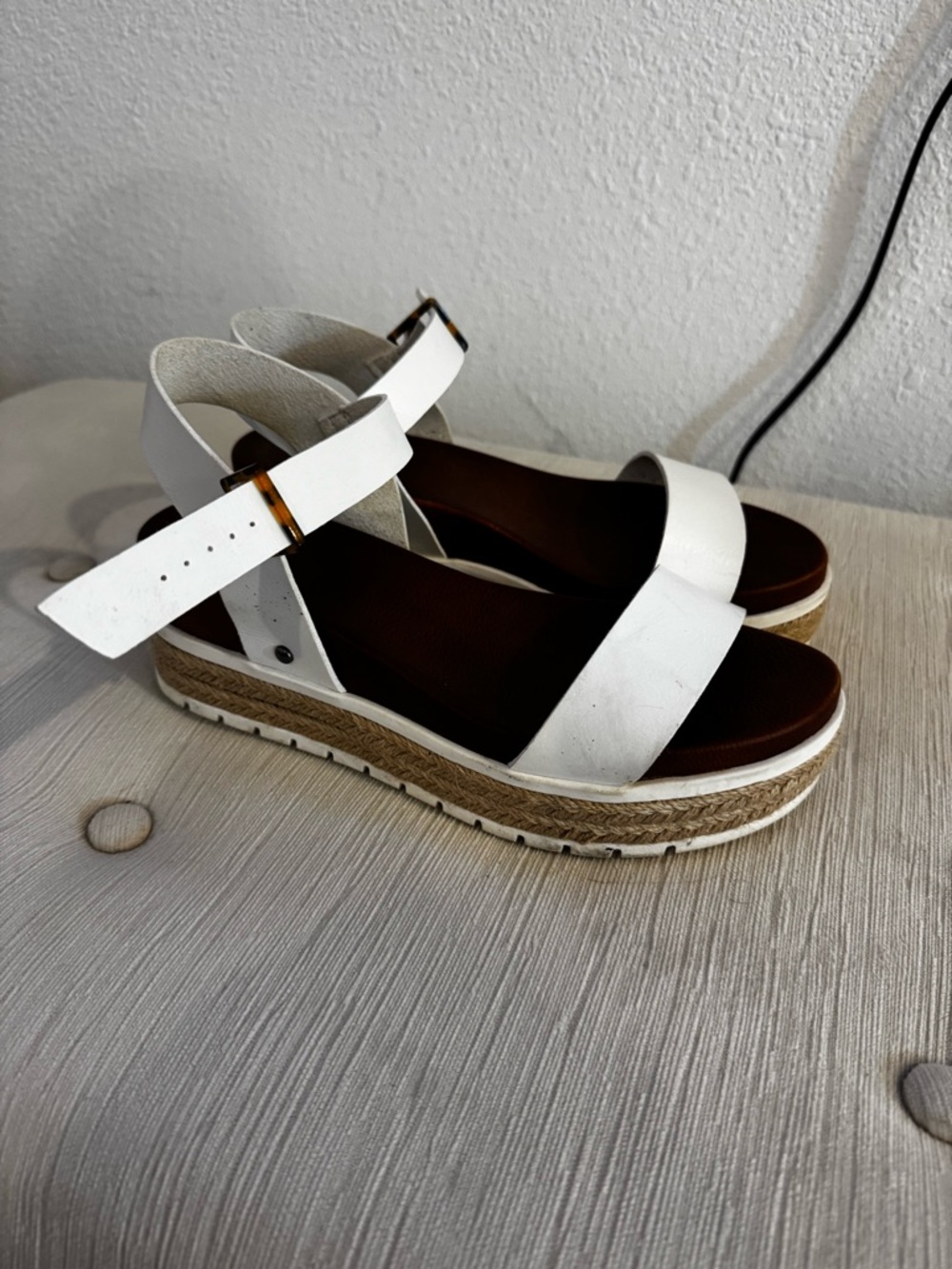 MIA White Espadrille Platform Ankle-Strap Sandals